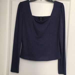 I.N SanFrancisco boat neck top denim blue M